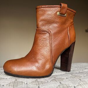 Rachel Zoe Charlie Cognac Brown Pebbled Leather High Heel Ankle Boot Women’s 9 M